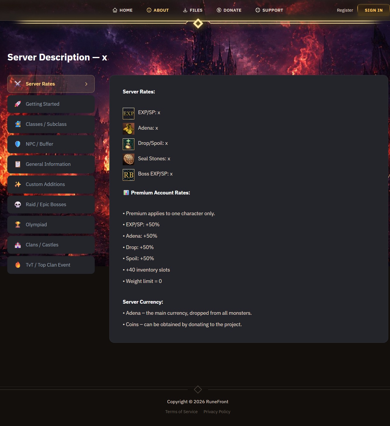 Lineage2 Website preview