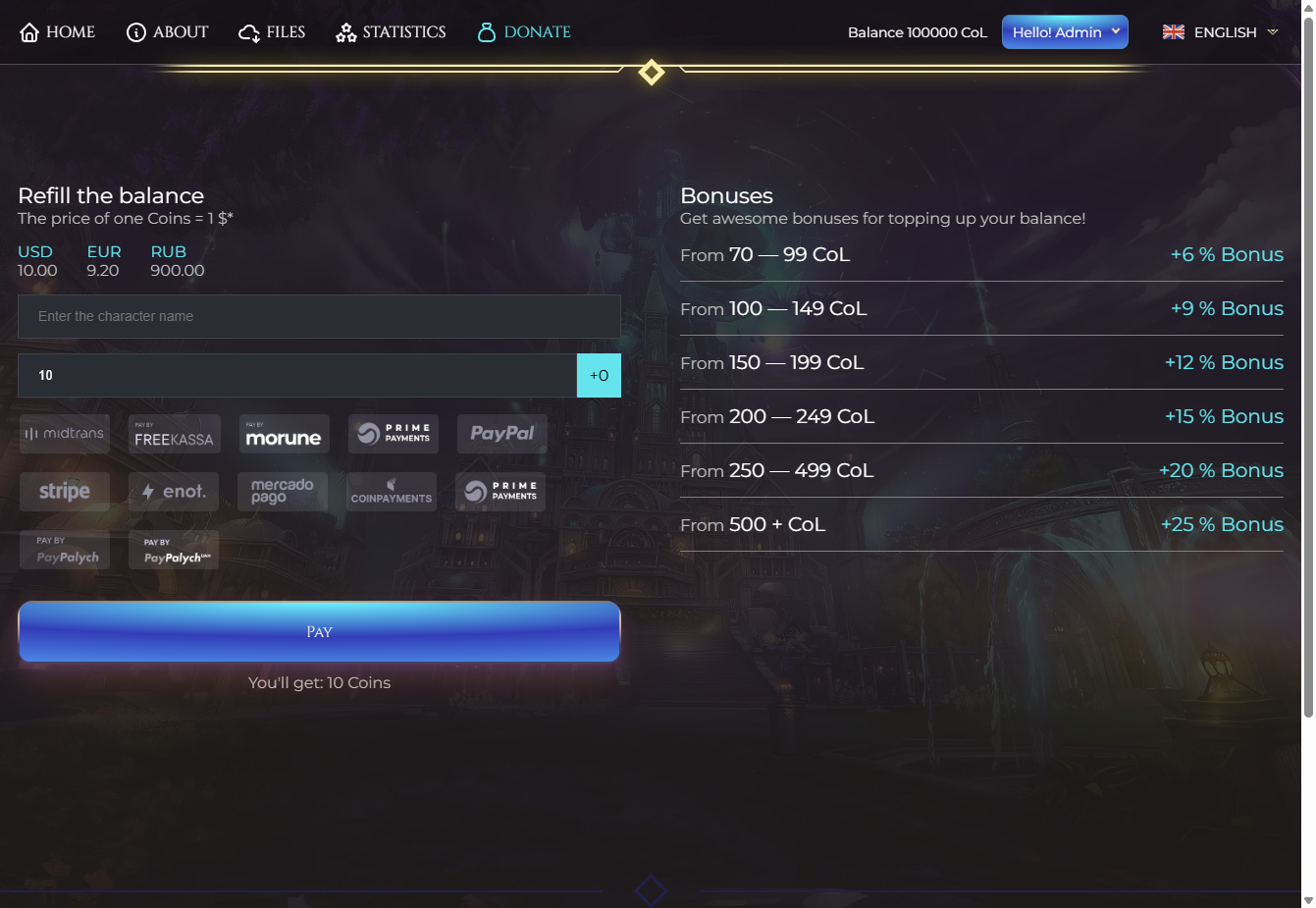 Lineage2 Website layout